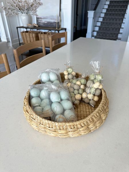 Easter eggs 
Round tray basket 
Easter decor 

#LTKFind #LTKhome #LTKSeasonal