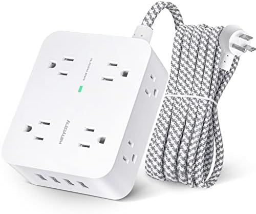 Surge Protector Power Strip, HANYCONY 8 Wide Outlets with 4 USB Charging Ports, 3 Side Outlet Ext... | Amazon (US)