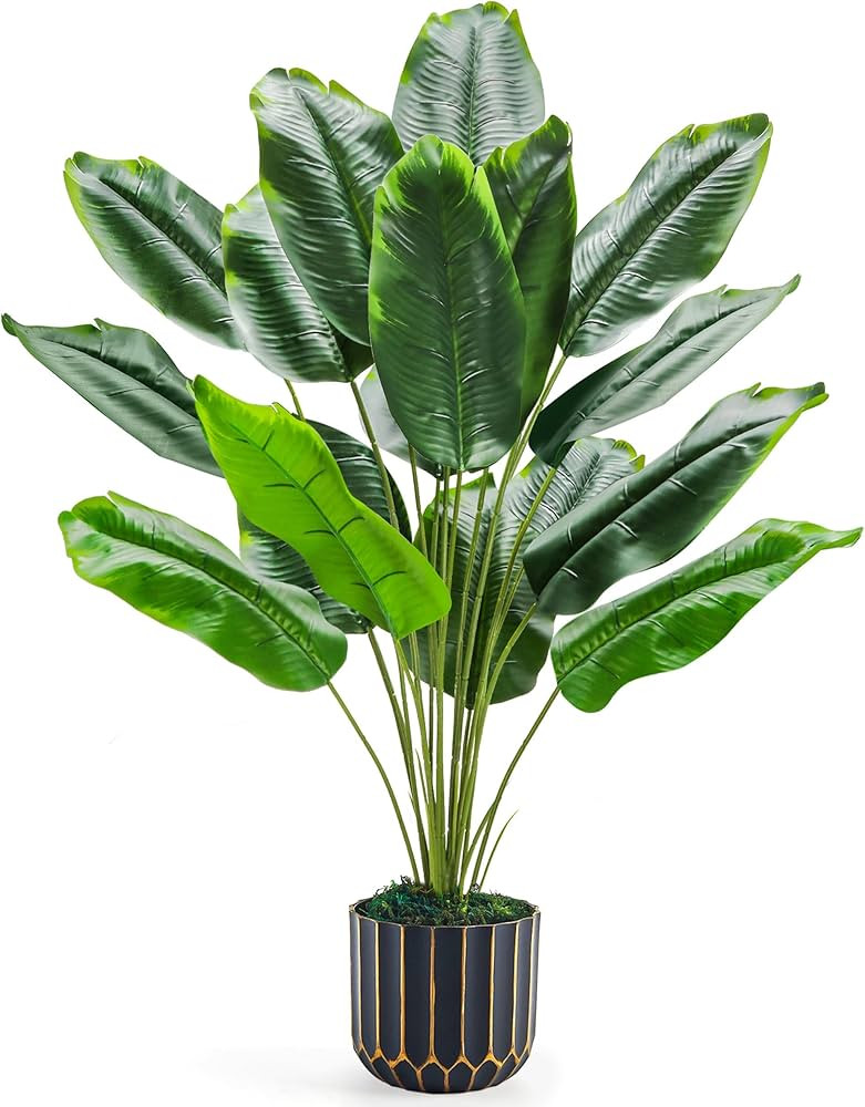 Der Rose 28" Bird of Paradise Artificial Plants Tropical Fake Potted Banana Tree Faux Plants Indo... | Amazon (US)