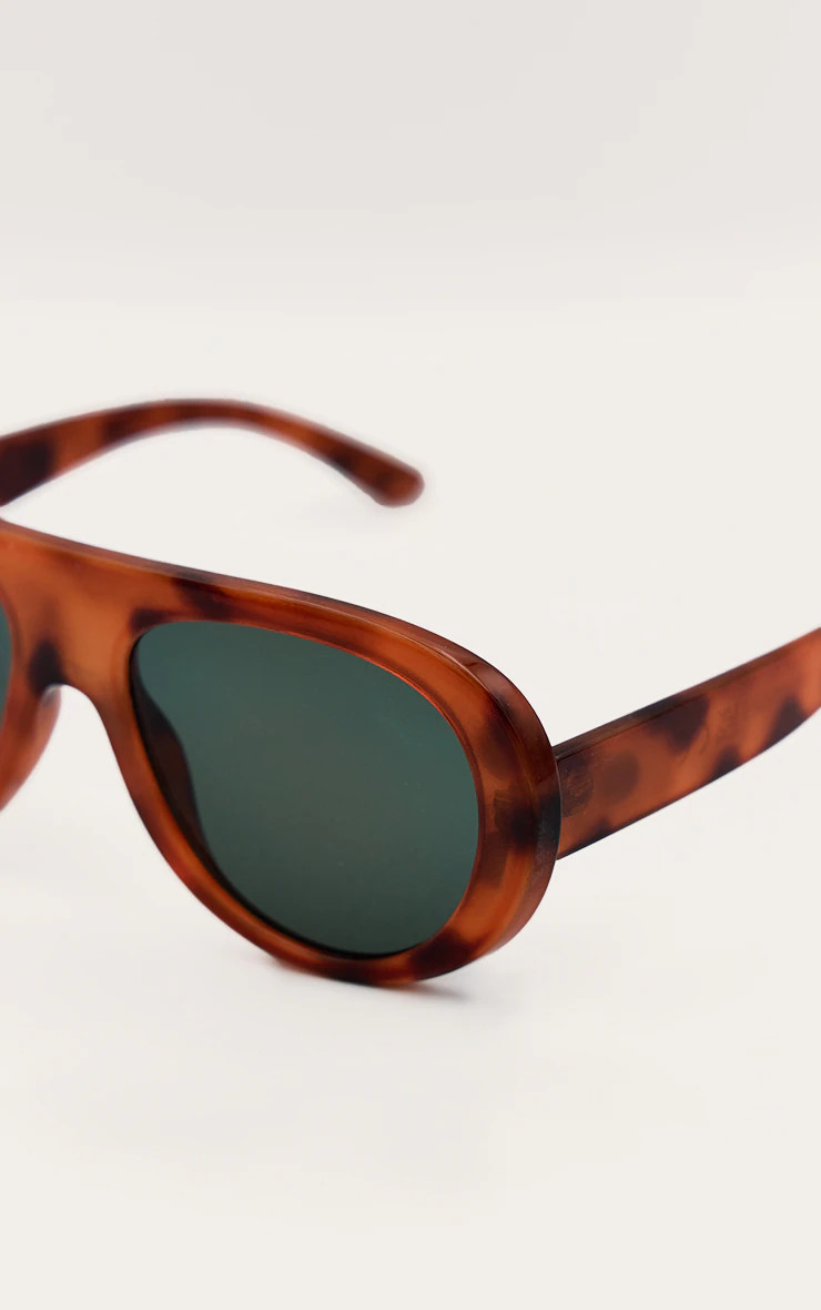Orange Tortoiseshell Oversized Round Aviator Sunglasses | PrettyLittleThing UK