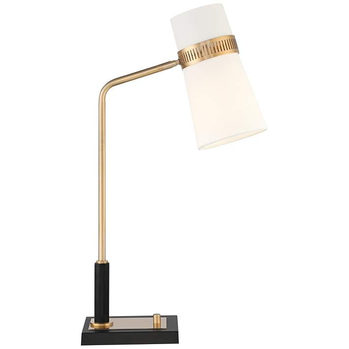 Possini Euro Cartwright Antique Brass and Black Desk Lamp with USB Port | Lamps Plus