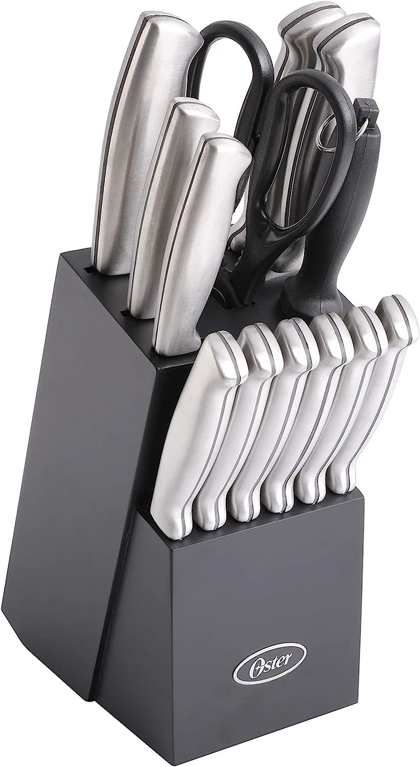 Oster - 70561.14 Oster Baldwyn High-Carbon Stainless Steel Cutlery Knife Block Set, 14-Piece, Bru... | Amazon (US)