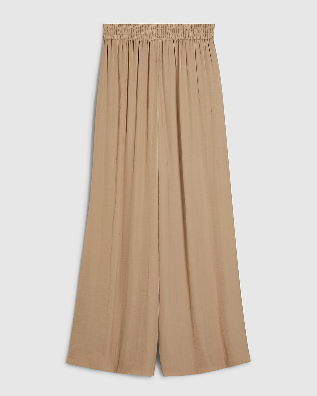 Beige Satin Elasticated Wide Leg Trousers | River Island UK & IE