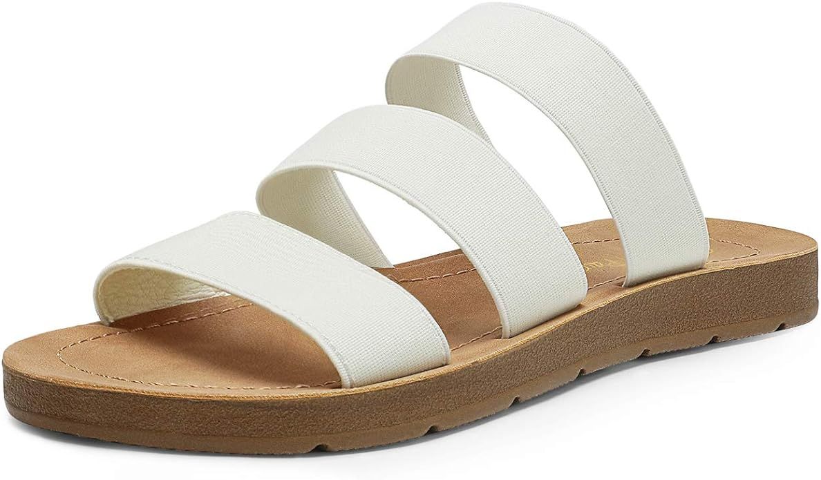 DREAM PAIRS Women's Flat Slide Sandals Open Toe Slip on Sandals for Summer | Amazon (US)