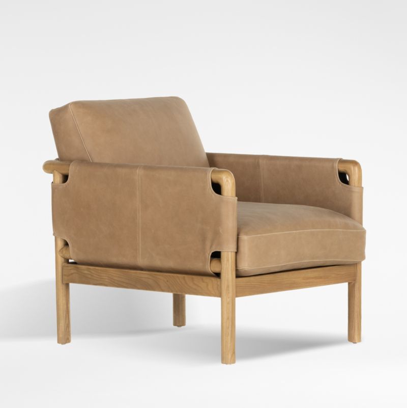 Navarro Ash Wood and Leather Accent Chair | Crate & Barrel | Crate & Barrel