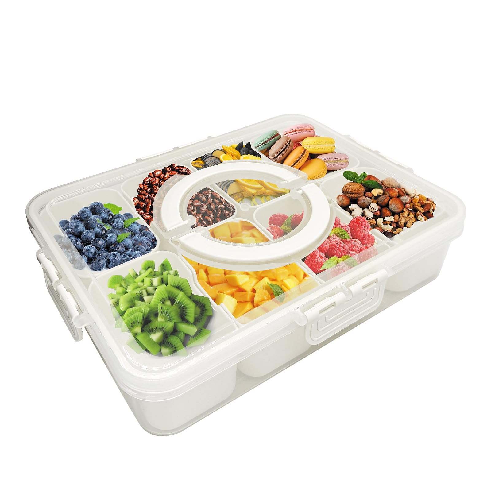 8-Compartment Snackle Snack Bowl with Lid-Microwave & Dishwasher Safe Divided Serving Bowl for Fr... | Amazon (US)