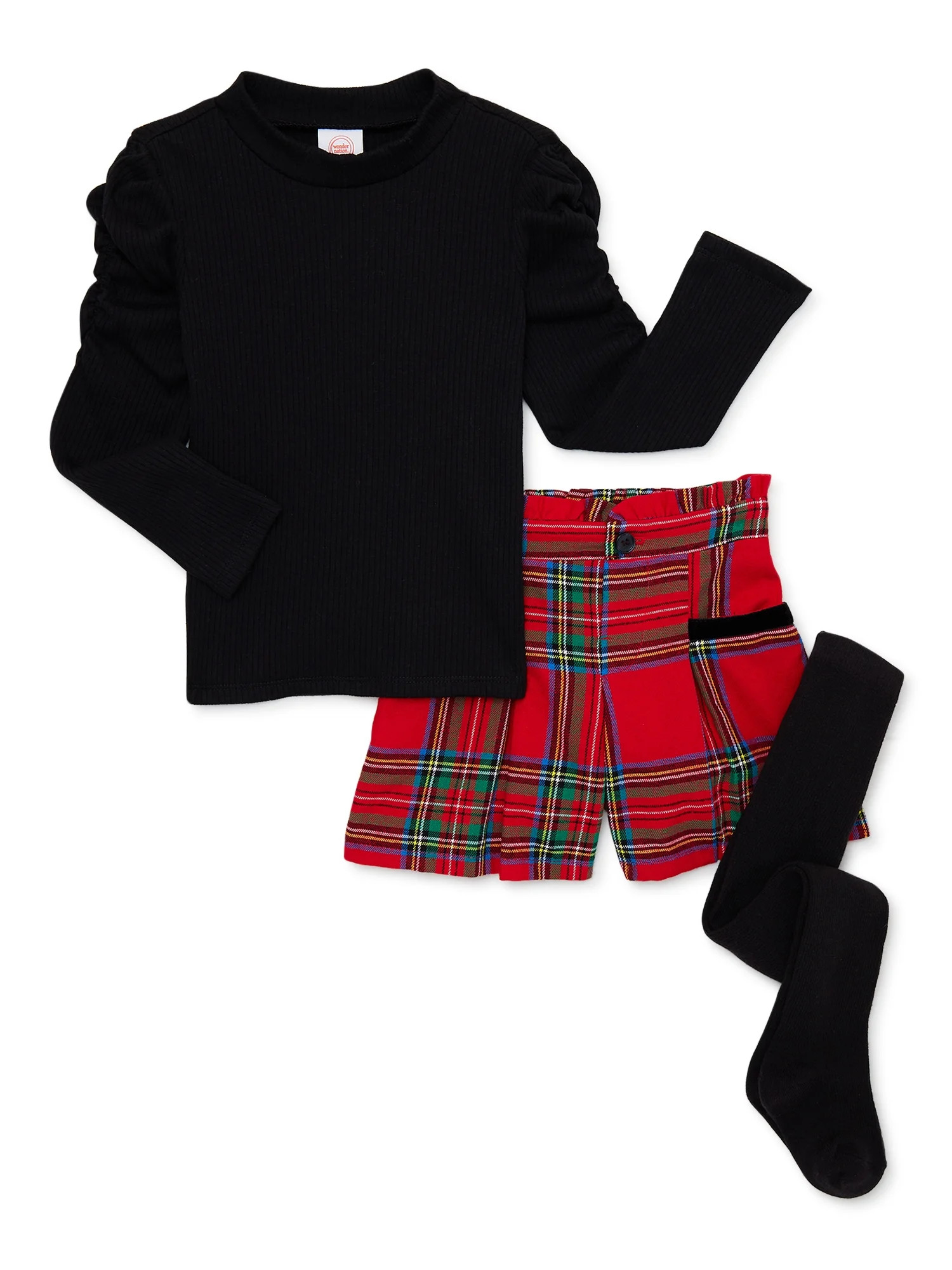 Wonder Nation Baby and Toddler Girls Holiday Top, Shorts and Tights Set, 3-Piece, Sizes 12M-5T - ... | Walmart (US)