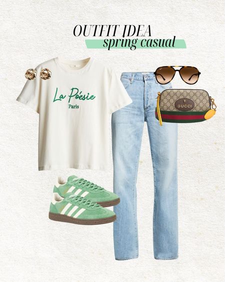 Casual spring outfit idea 💚

Spring outfit, summer outfit, casual outfit, mom outfit, school drop off outfit, citizens jeans, light denim, green adidas, adidas, gucci, H&M, aviators, Christine Andrew 

#LTKstyletip #LTKSeasonal #LTKfindsunder100