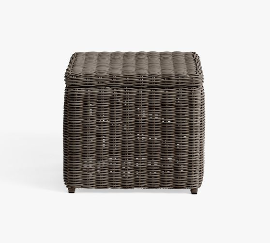 Huntington Wicker Square Outdoor Storage Cube (21") | Pottery Barn (US)