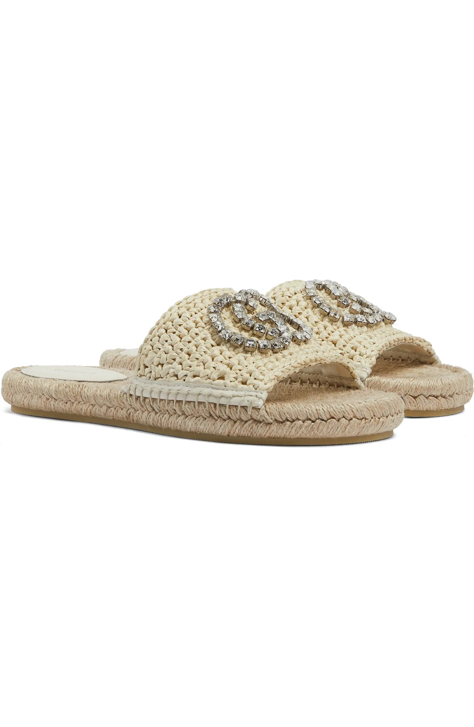 Cora Crystal Logo Espadrille Slide Sandal (Women) | Nordstrom
