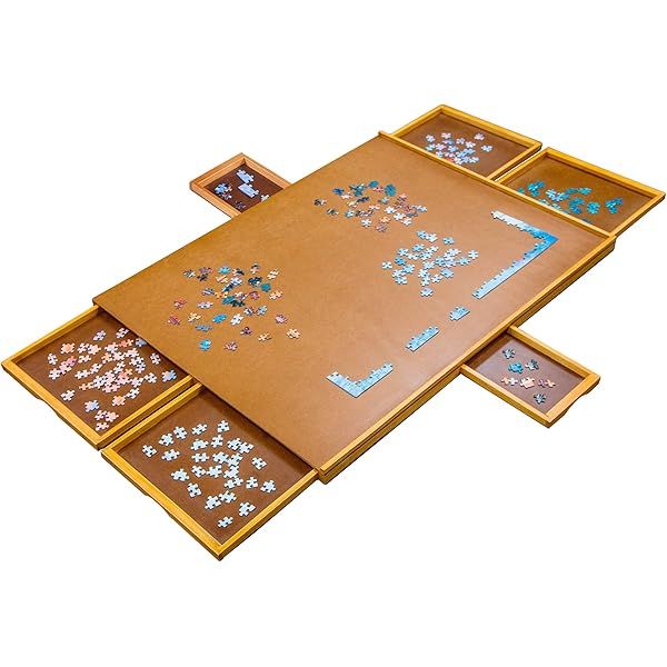 Jumbl 1000-Piece Puzzle Board | 23” x 31” Wooden Jigsaw Puzzle Table with 4 Removable Storage & Sort | Amazon (US)