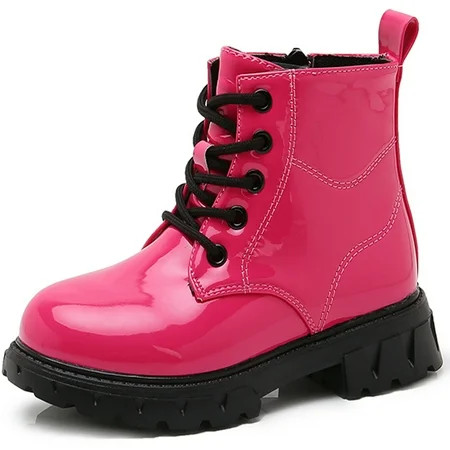 kkdom Boys Girls Kid Combat Boots Unisex Rose Red Size 10 Toddler | Walmart (US)