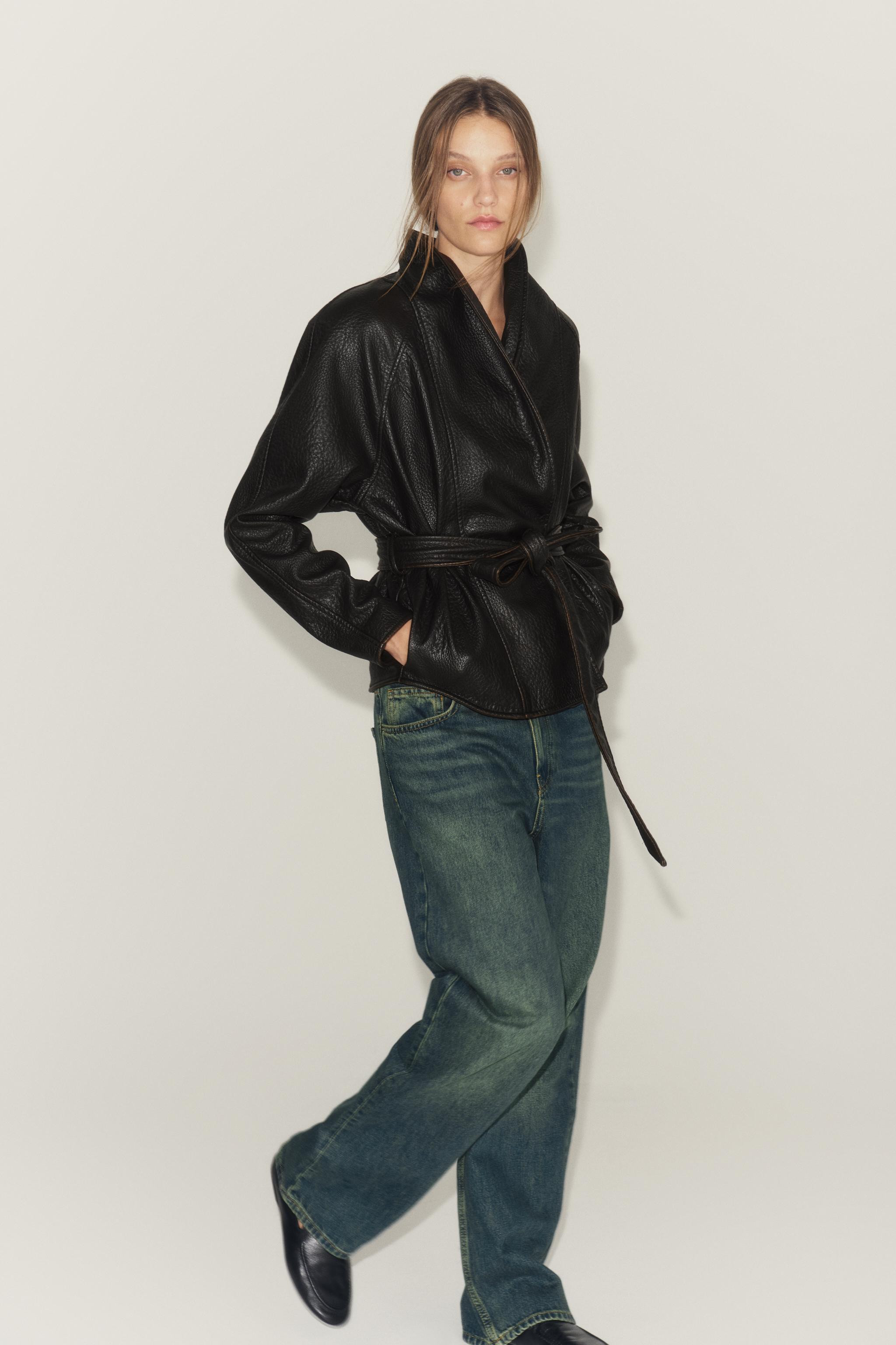 ZW COLLECTION FAUX LEATHER BELTED JACKET | Zara US