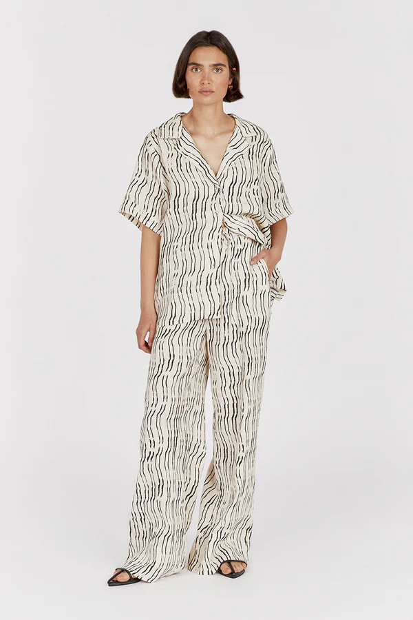 CLAIR CREAM STRIPE LINEN PANT | DISSH