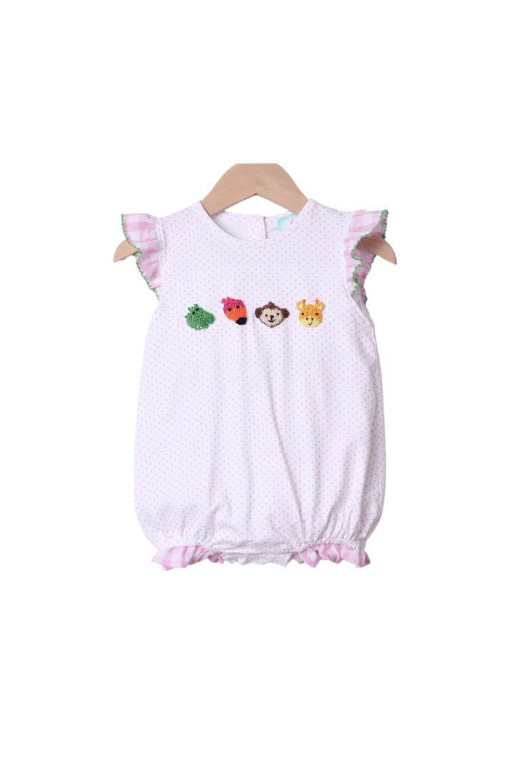 French Knot Zoo Friends Gingham Bubble | The Smocked Flamingo