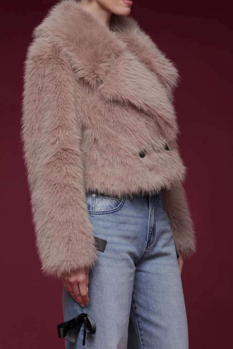 Avec Les Filles Faux Fur Collared Cropped Coat | Urban Outfitters (US and RoW)