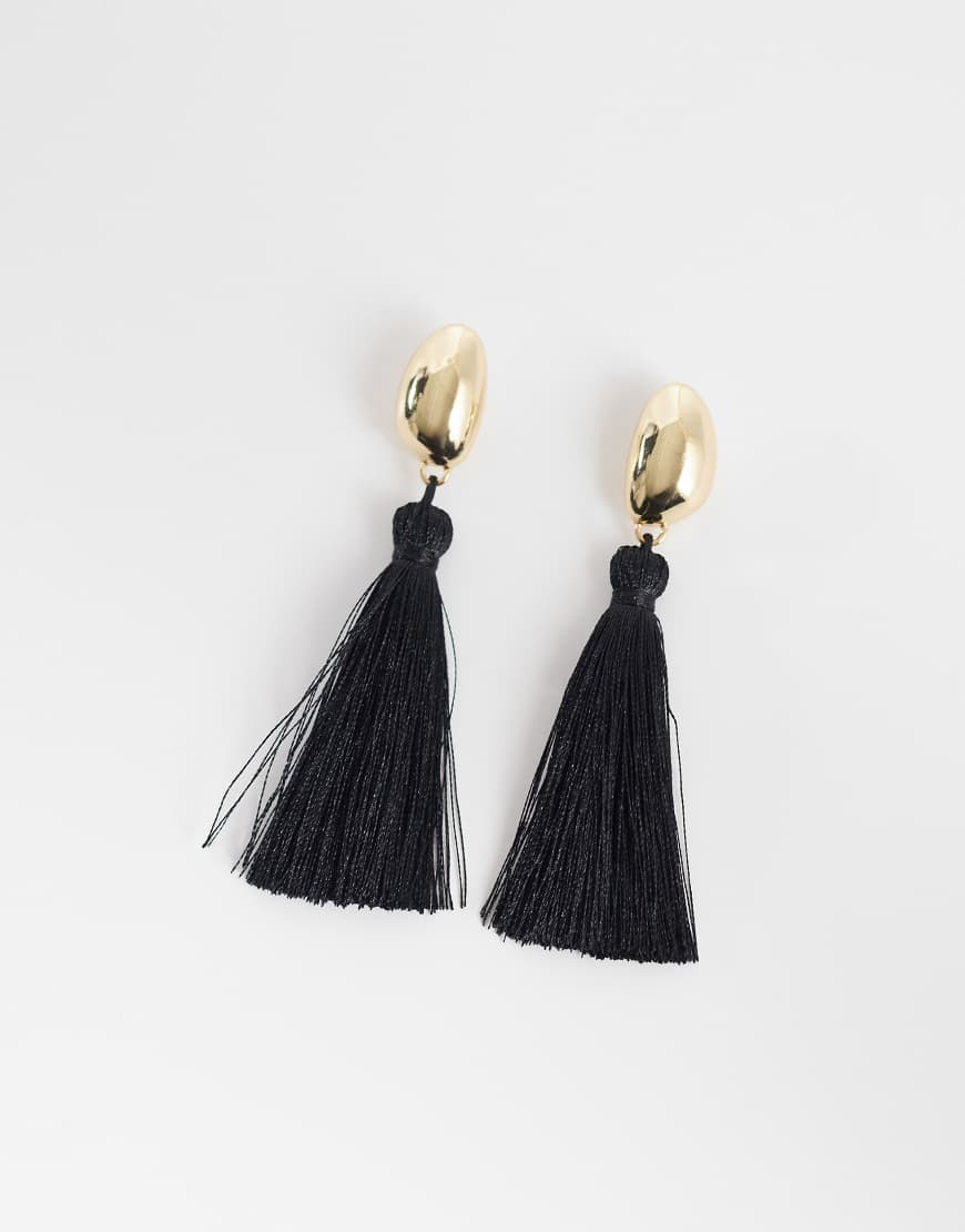 Accessorize black tassel drop earrings in gold | ASOS (Global)