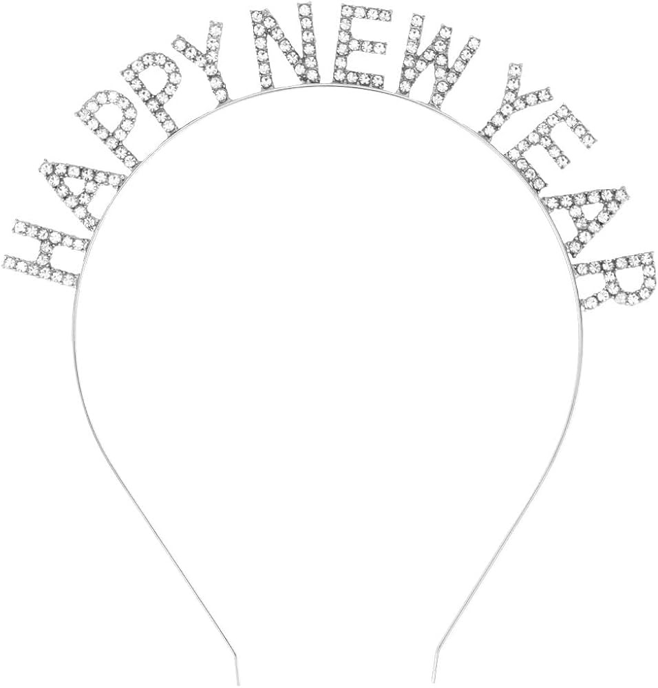 Ｎｏｏｎｈｏｒｓｅ Happy New Year Headband for Women Girls, Silver, 1 Pack | Amazon (US)