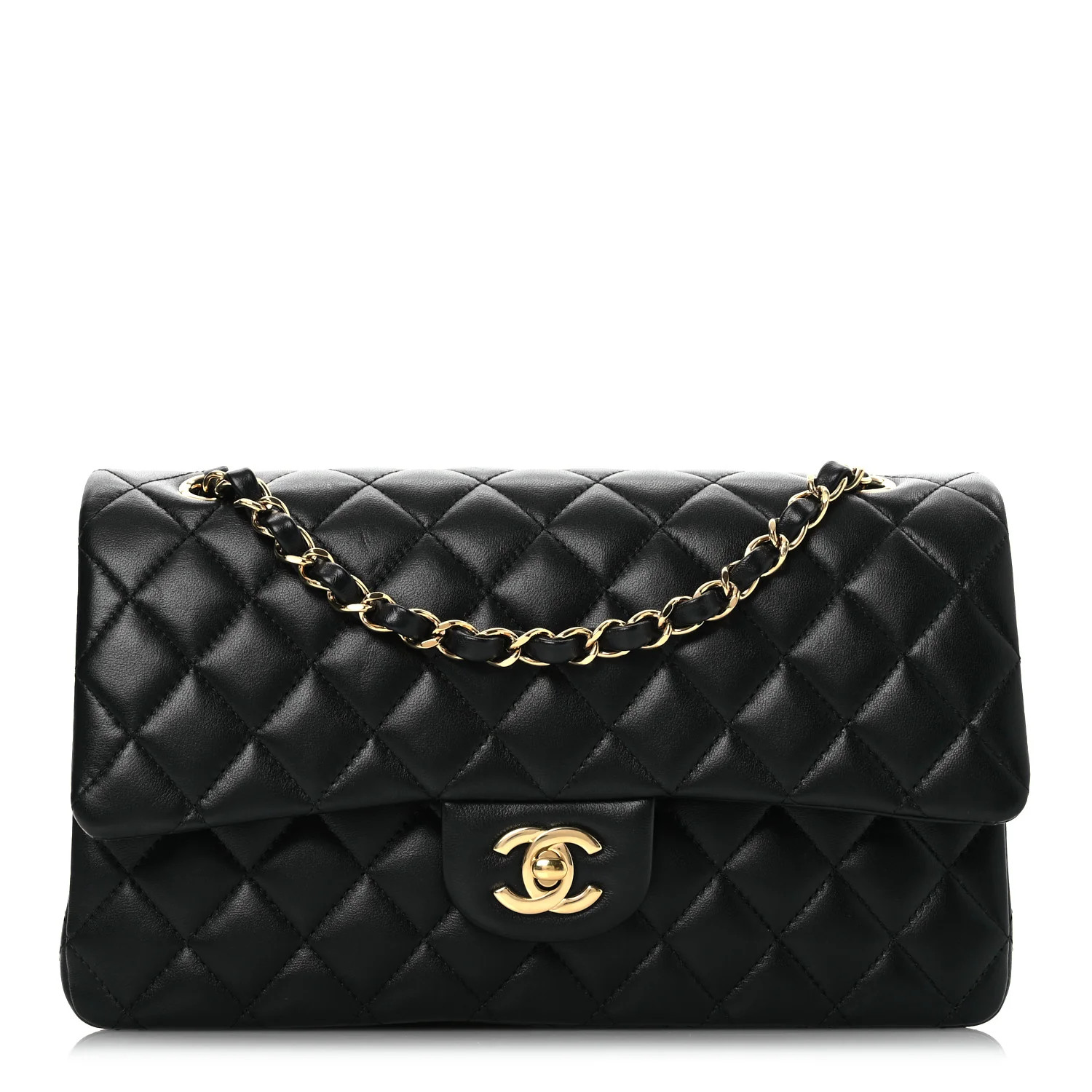 Lambskin Quilted Medium Double Flap Black | FASHIONPHILE (US)