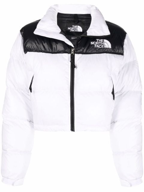 logo-embroidered feather-down cropped puffer jacket | Farfetch (US)