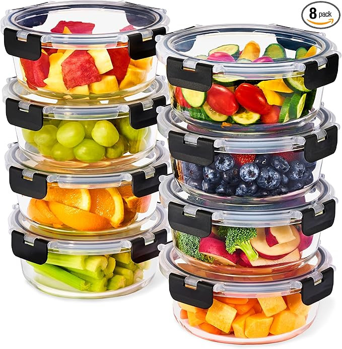 Sorbus Glass Meal Prep Containers Set – 8 Round 32oz Containers with Airtight Lids – Freezer,... | Amazon (US)