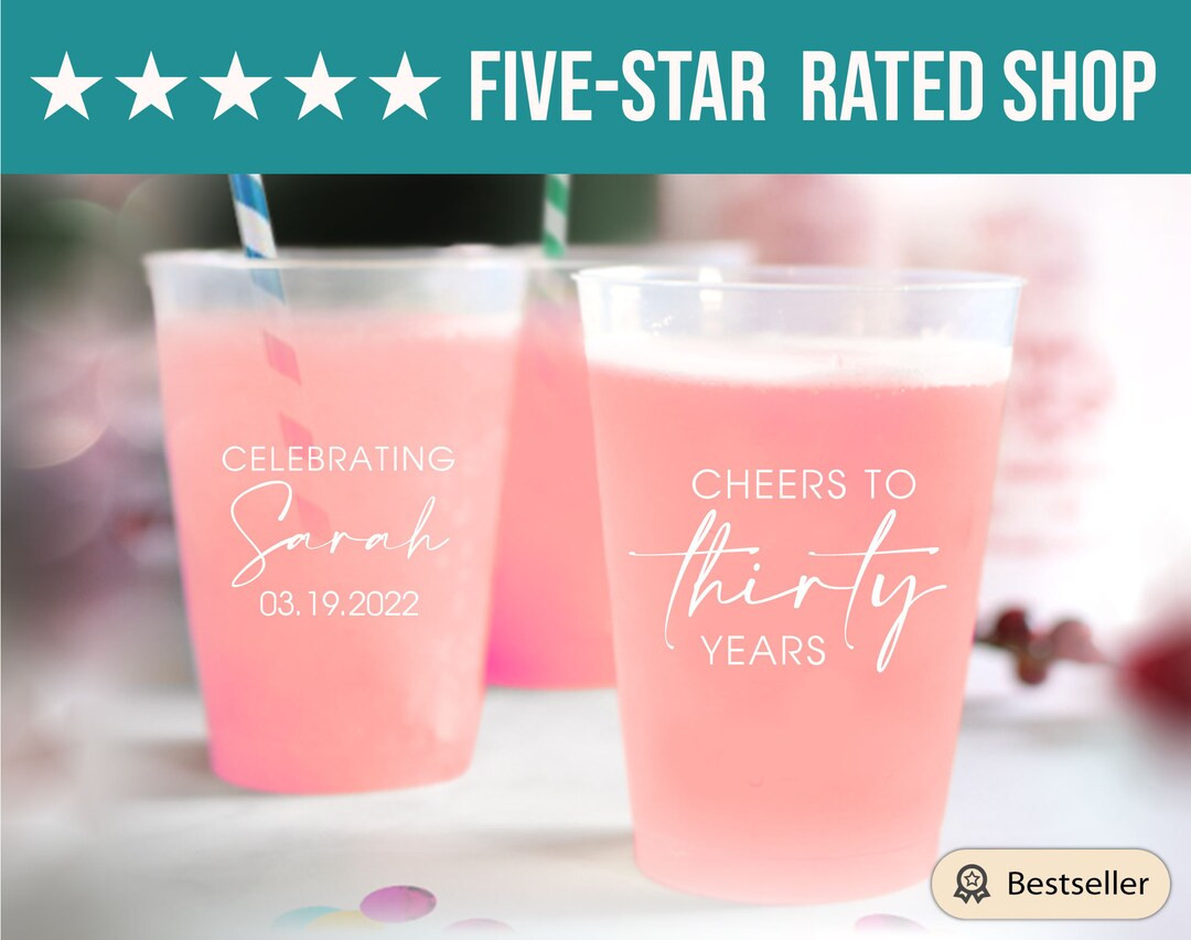 Custom Birthday Cups, Personalized Birthday Cup, 30th Birthday Cups, 30th Birthday Plastic Cup, C... | Etsy (US)