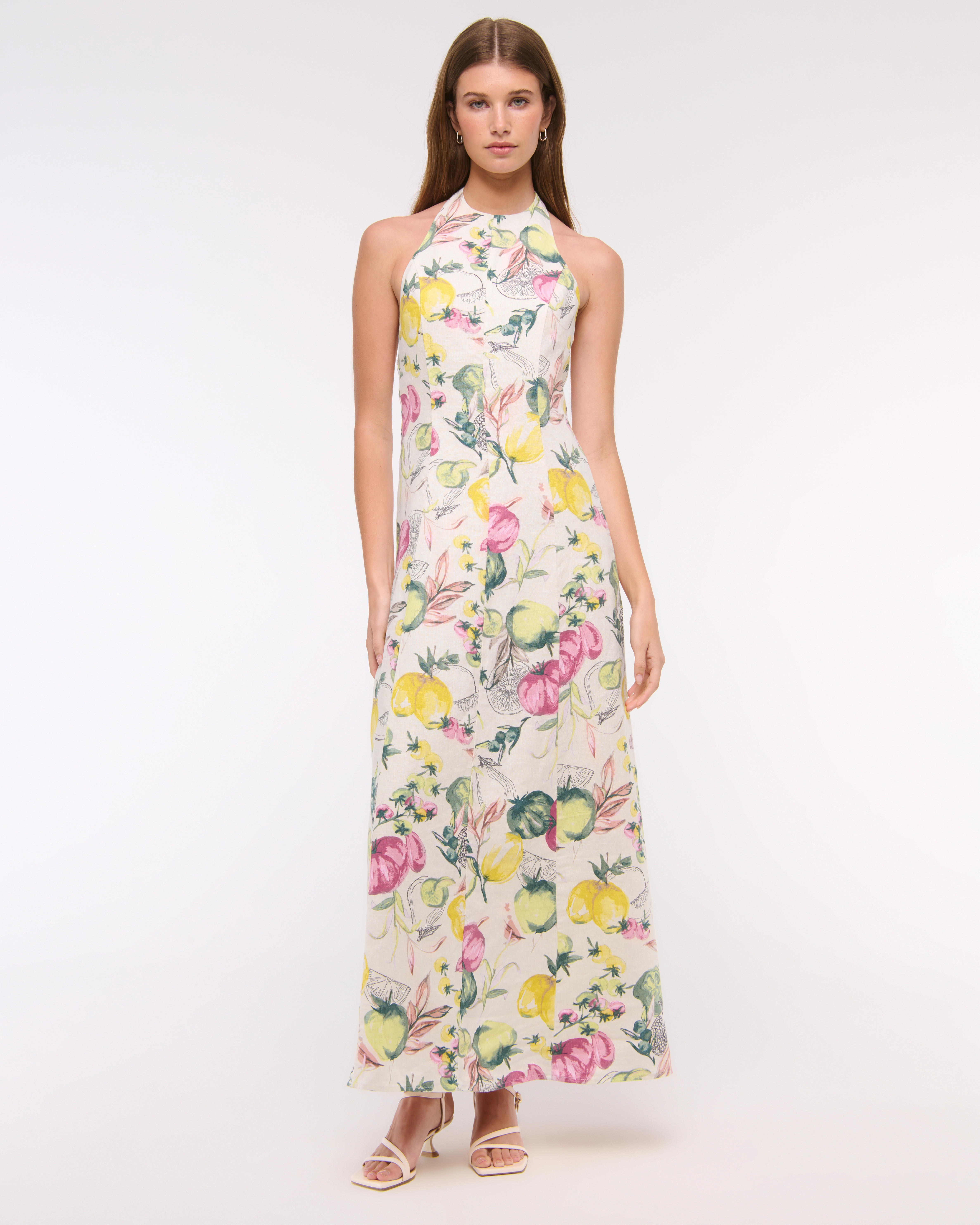 Premium Linen High-Neck Maxi Dress | Abercrombie & Fitch (US)