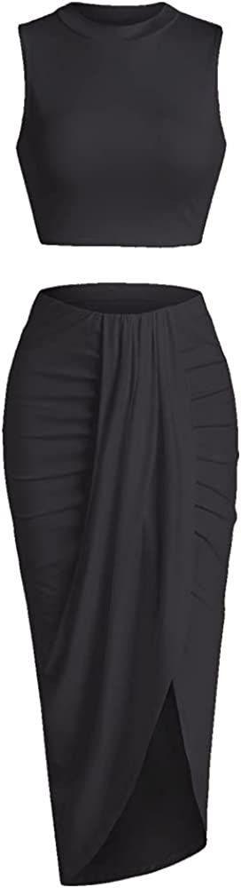 ZAFUL Women's Rib-Knit Twist Cutout Split Side Slinky Solid Tank Dress | Amazon (US)