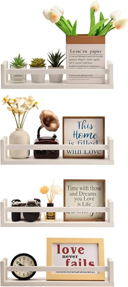 Gneric Floating Shelves for Wall, White Nursery Book Shelves, 15.7 inch Kids Bookshelf, Wall Shel... | Amazon (US)