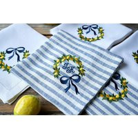 Embroidered Lemon Wreath Napkins Spring Table Decor | Etsy (US)