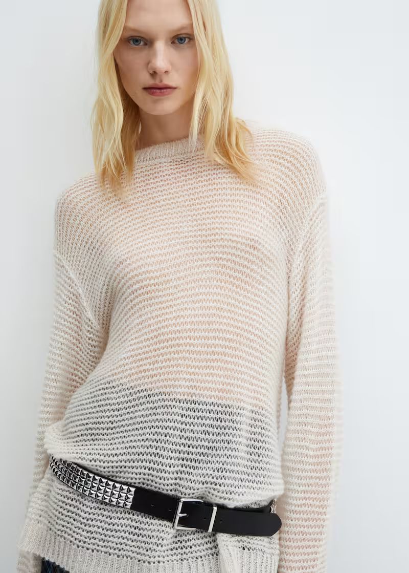Semi-transparent knitted sweater -  Women | Mango USA | MANGO (US)
