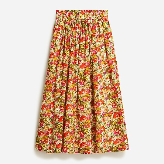Pull-on cotton voile midi skirt in painterly floral | J. Crew US