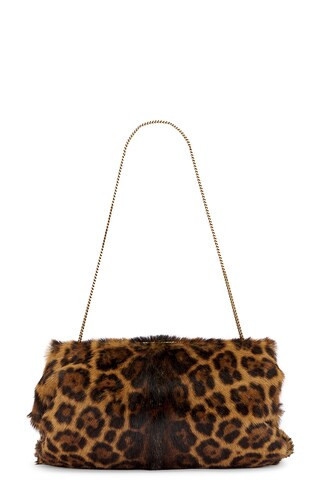 Saint Laurent Large Clutch in Manto Naturale - Brown. Size all. | FWRD 