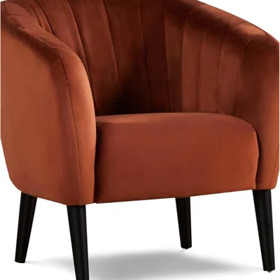 Contemporary American - Style Burnt Orange Accent Chair With Channel Tufting And Black Tapered Legs, 30X30x32 Inches, 40 Lbs, Steel Wood For Living Ro | Wayfair North America
