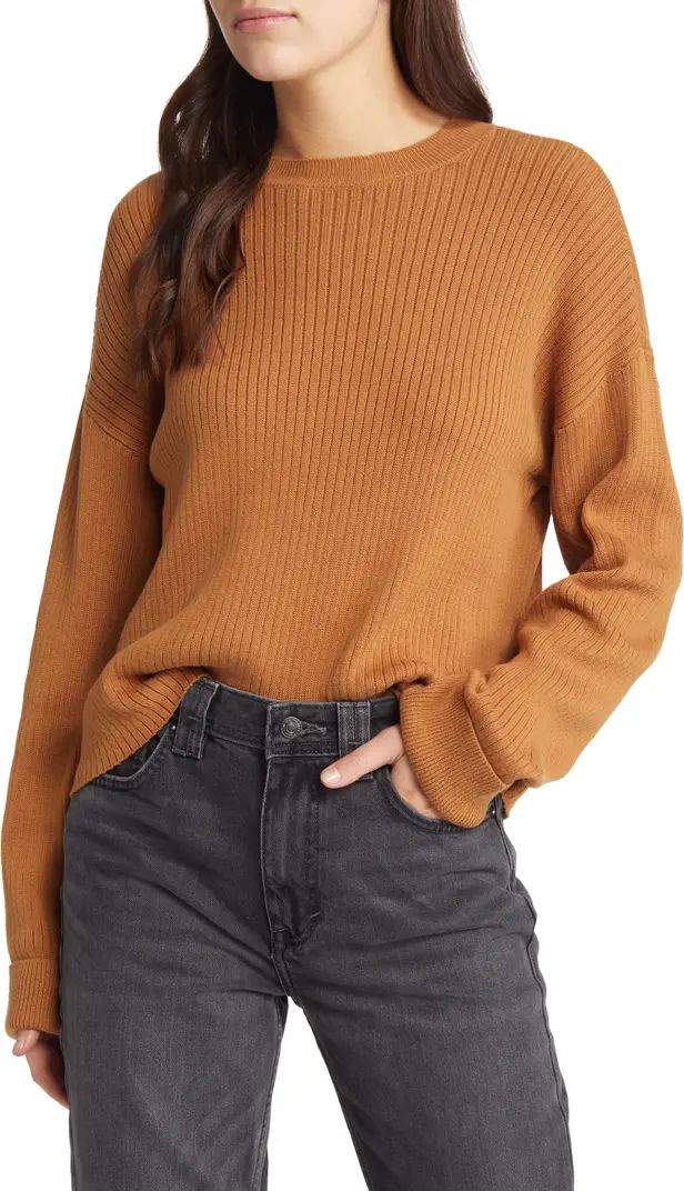 Treasure & Bond Cuff Sleeve Rib Cotton Sweater | Nordstrom | Nordstrom