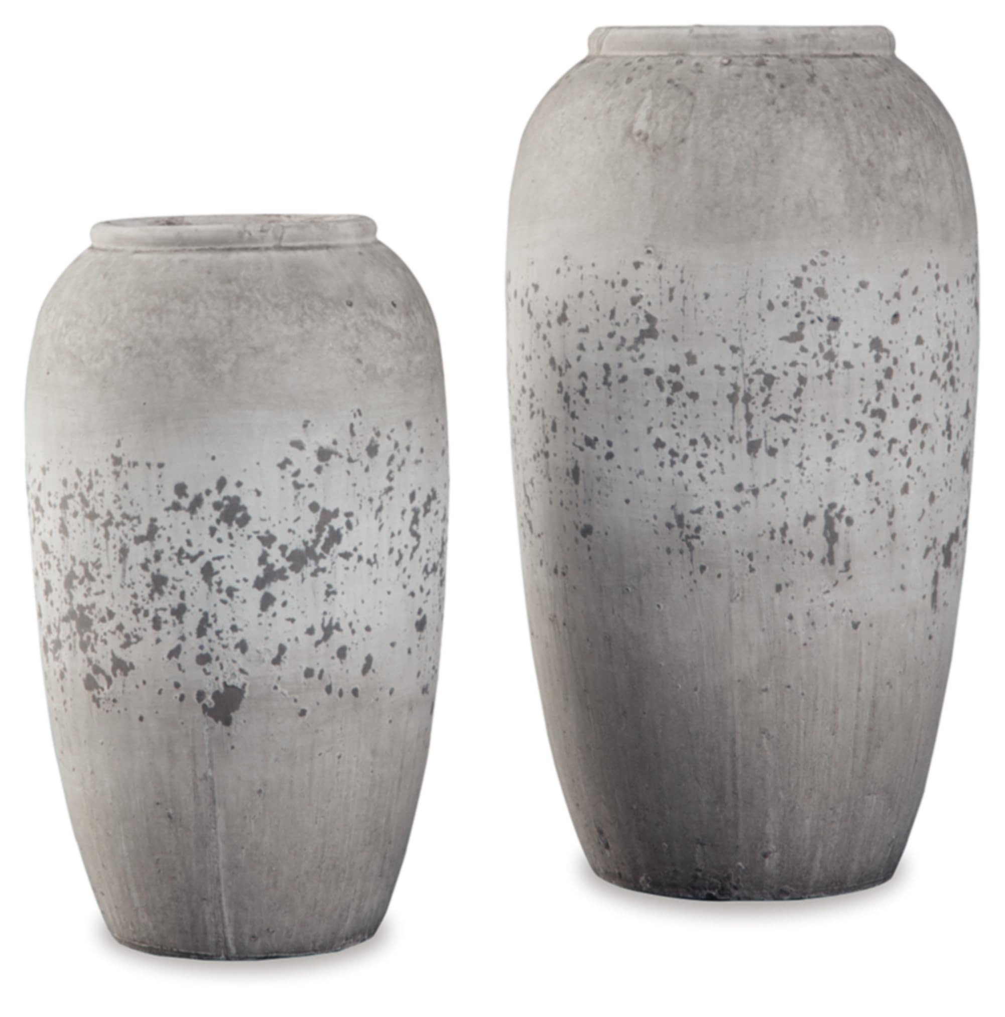 Signature Design by Ashley Dimitra Painted Ceramic 2 Piece Decorative Vase Set, Light Gray | Amazon (US)