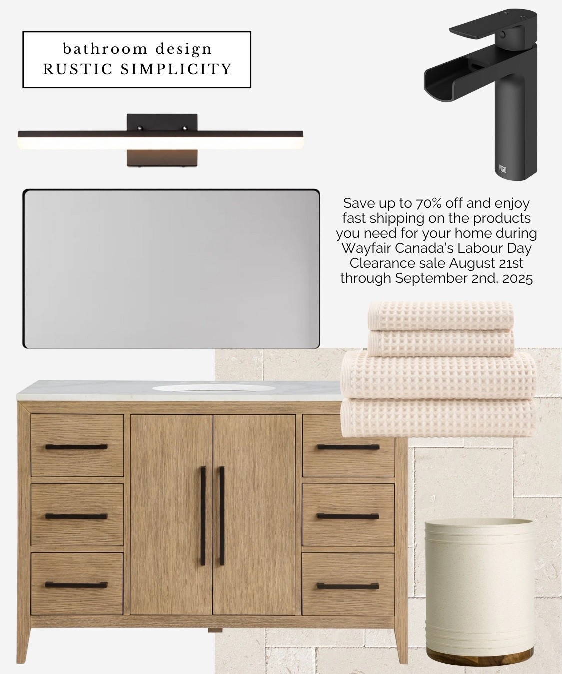 Modern rustic bathroom ideas, contemporary bathroom decor. Save up to 70% off and enjoy fast shipping on the products you need for your home during Wayfair Canada’s Labour Day Clearance sale August 21st through September 2nd, 2025 | white oak bathroom vanity, modern mirror, modern bathroom lighting, natural floor tile #WayfairCanada #WayfairCAHome #WayfairCAPartner @wayfaircanada

#LTKsale #LTKcasa #LTKcanada