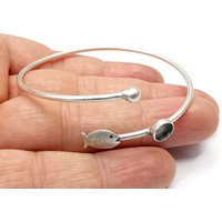 Fish Bracelet Bezel Blank Resin Cabochon Cuff Base Setting Adjustable Silver Plated Brass | 6mm Bezel G33250 | Etsy (US)