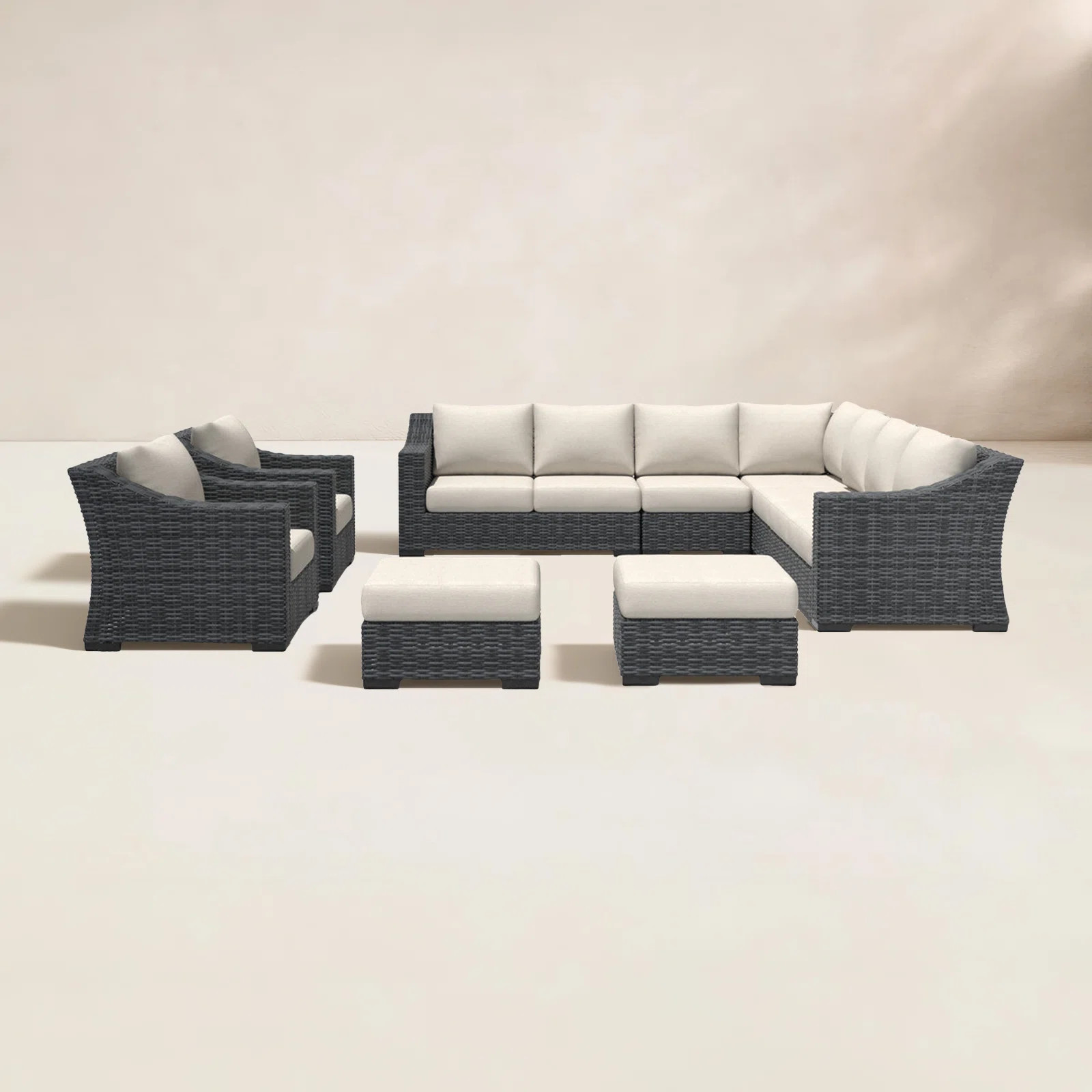 Eloisa Wicker 11 - Person Patio Conversation Set with Cushions | Birch Lane