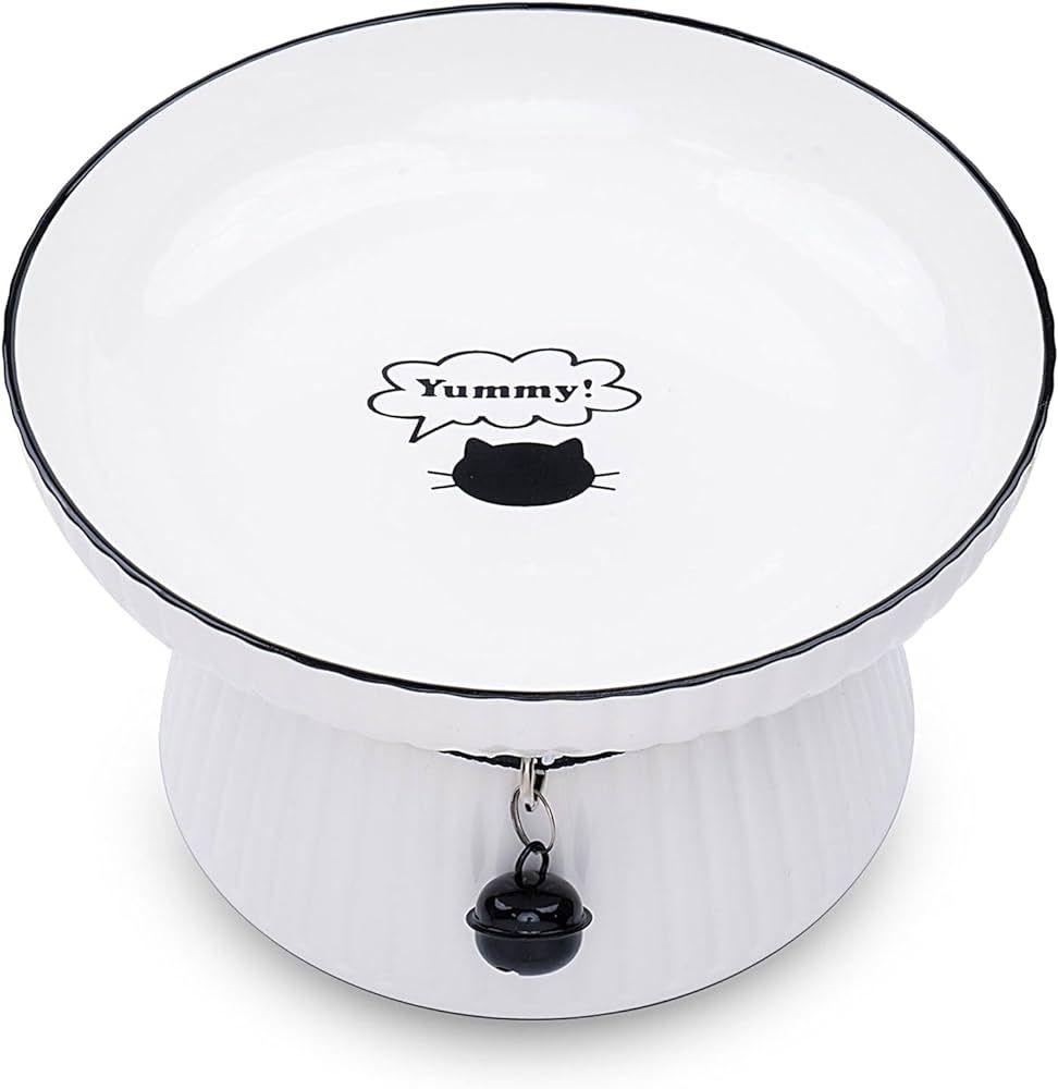 7" Extra Wide Ceramic Elevated Cat Bowl, Raised and Tilted Cat Food Bowl, Whisker Friendly Cat Wa... | Amazon (US)