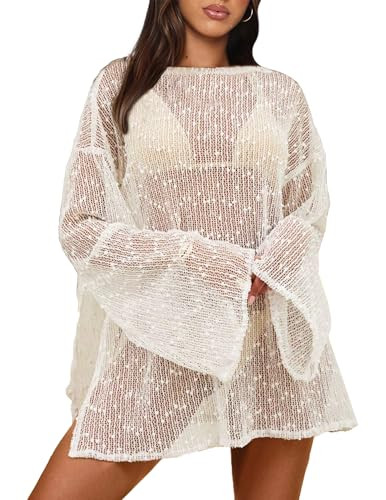 Gleeneat Crochet Swimsuit Coverup for Women Boat Neck Bathing Suit Cover Up 2026 Summer Sexy Beac... | Amazon (US)