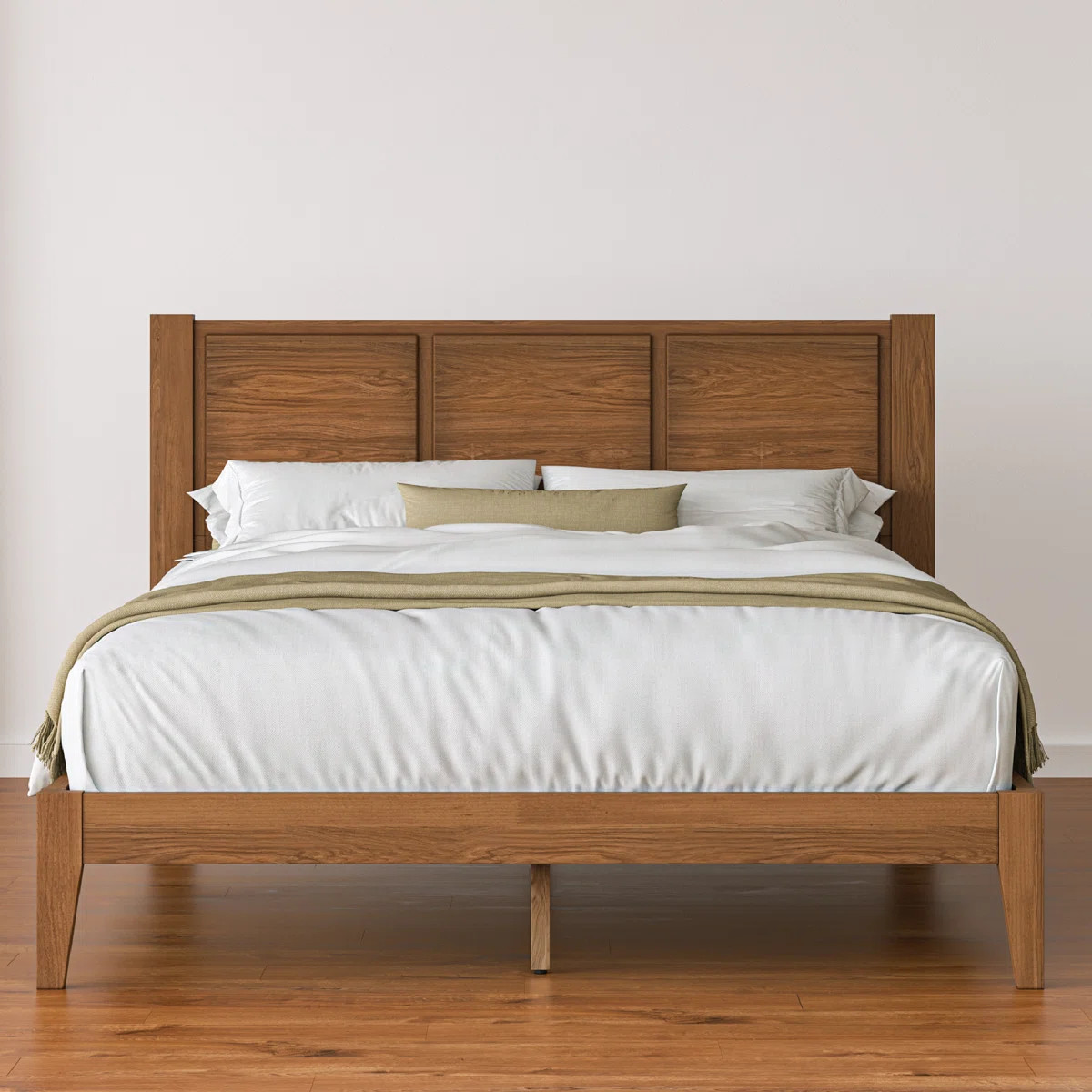 Ariana Solid Wood Queen Bed Frame Light Walnut | Wayfair North America