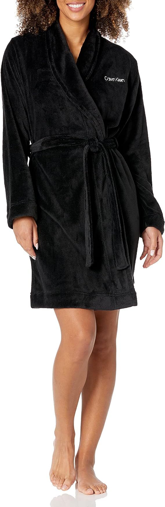Calvin Klein Women's Logo Belted Fluffy Soft Robe | Amazon (US)