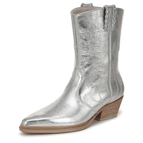 Franco Sarto Womens Bianca Western Boot Silver Metallic 9 M | Amazon (US)