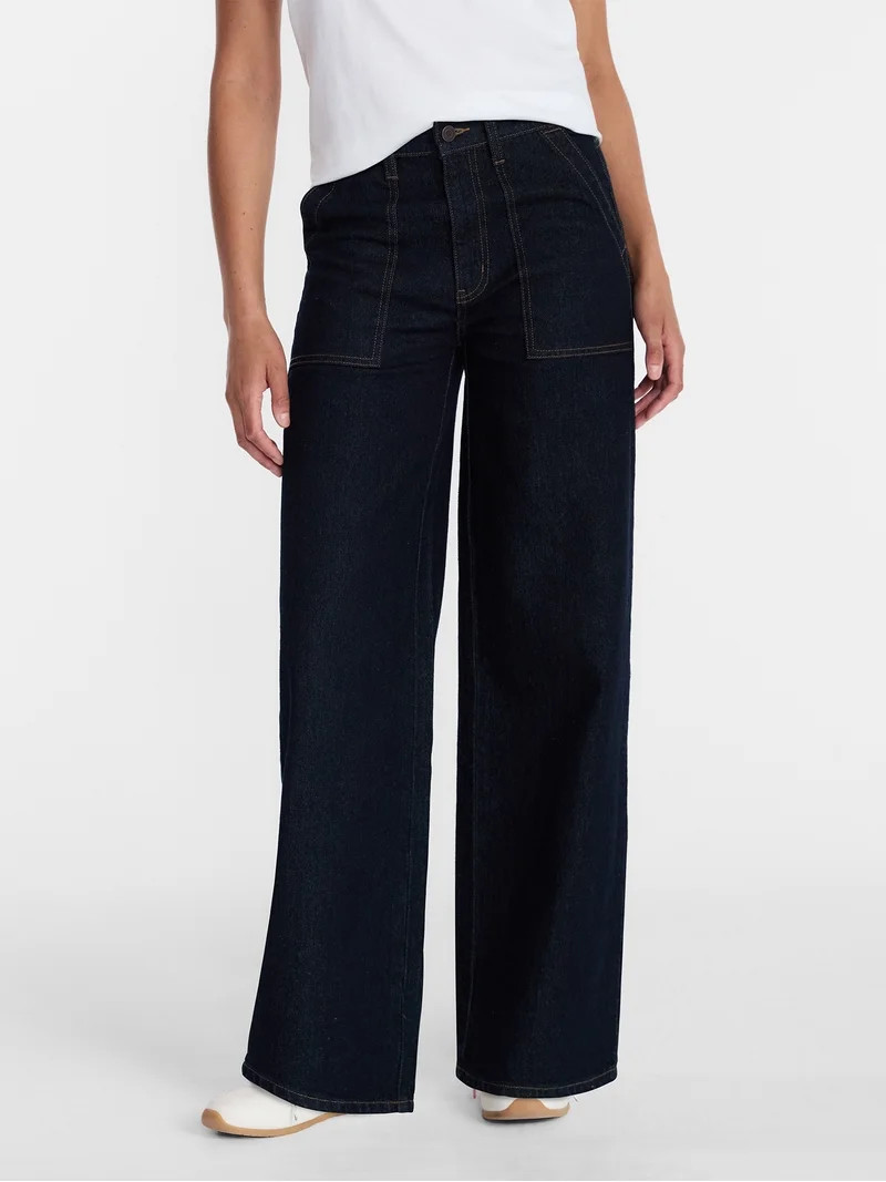 Time and Tru Women's Wide Leg Utility Trousers, 31" Inseam, Sizes 0-20 | Walmart (US)