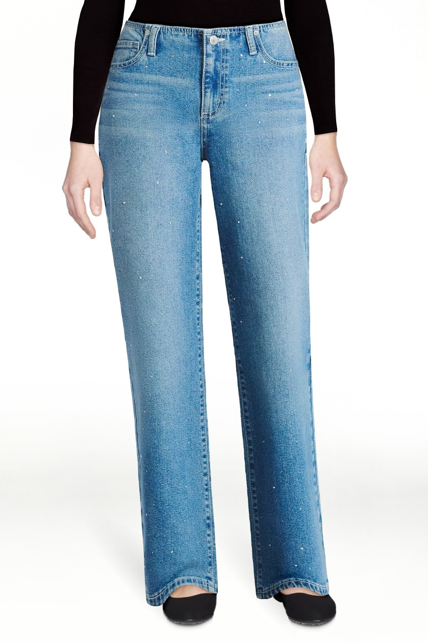 No Boundaries Studded Baggy Wide Leg Jeans, 31.5'' Inseam, Women's | Walmart (US)