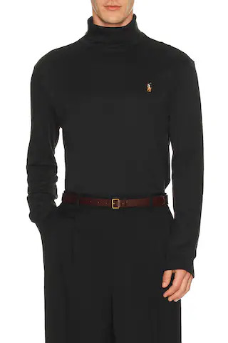 Polo Ralph Lauren Long Sleeve Soft Touch Turtleneck Pullover in Black | FWRD 