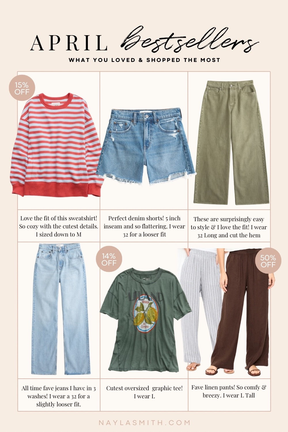 April Bestsellers! Olive green wide leg jeans, perfect denim shorts, striped sweatshirt, my fave staple jeans, linen pants (Canadian link under similar products)

#LTKmidsize #LTKsale #LTKjeans