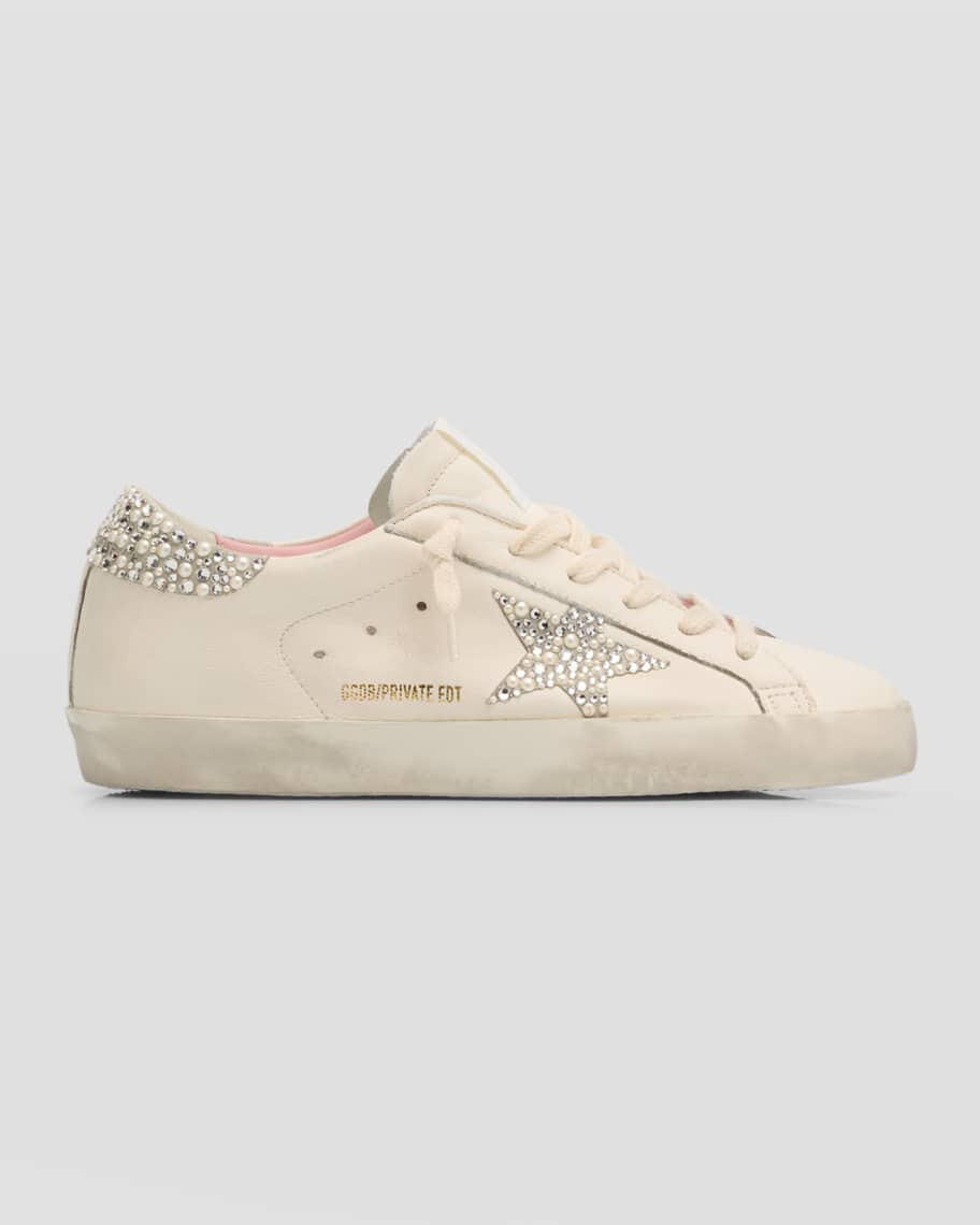 Golden Goose Superstar Swarovski Pearly Leather Low-Top Sneakers | Neiman Marcus