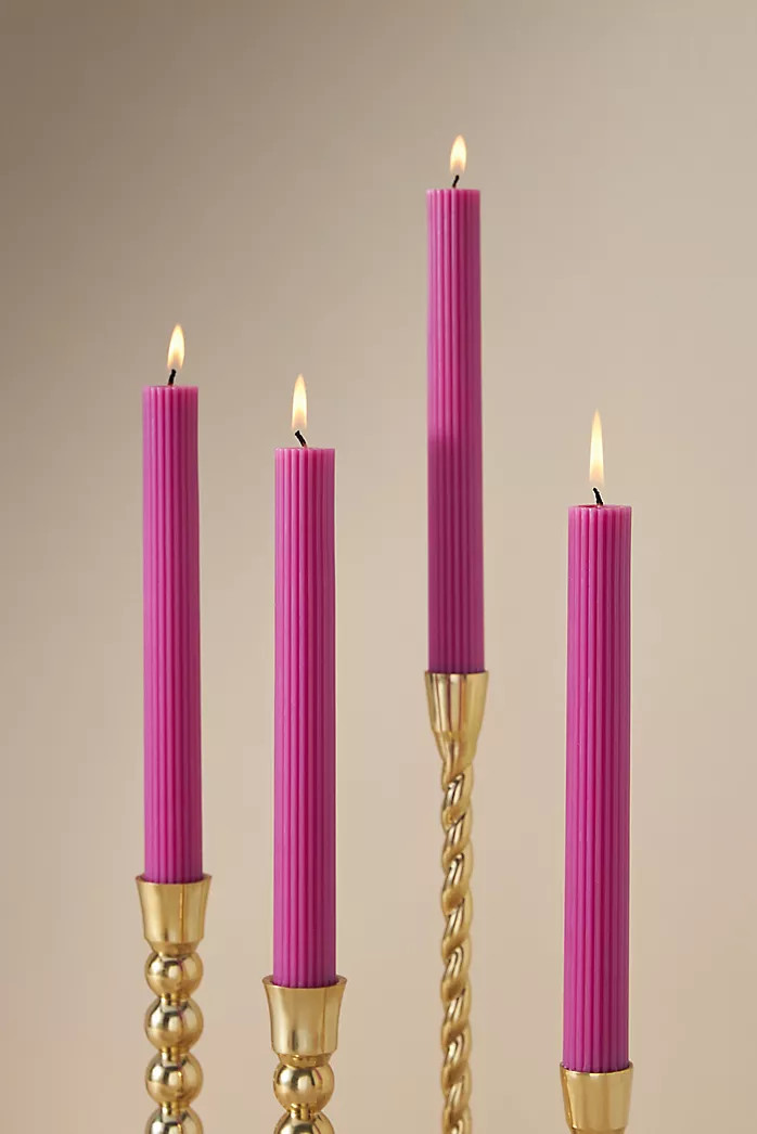Fluted Taper Candles, Set of 4 | Anthropologie (US)